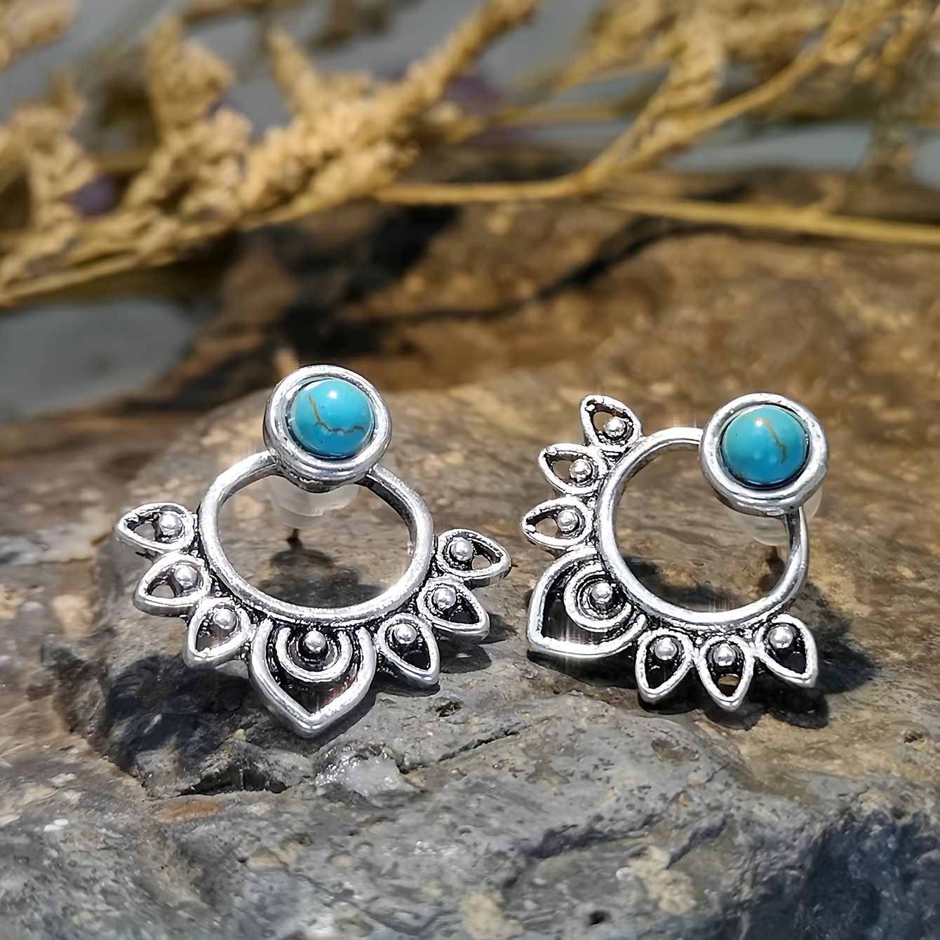 Vintage Bohemian Front and Back Style Turquoise Earrings